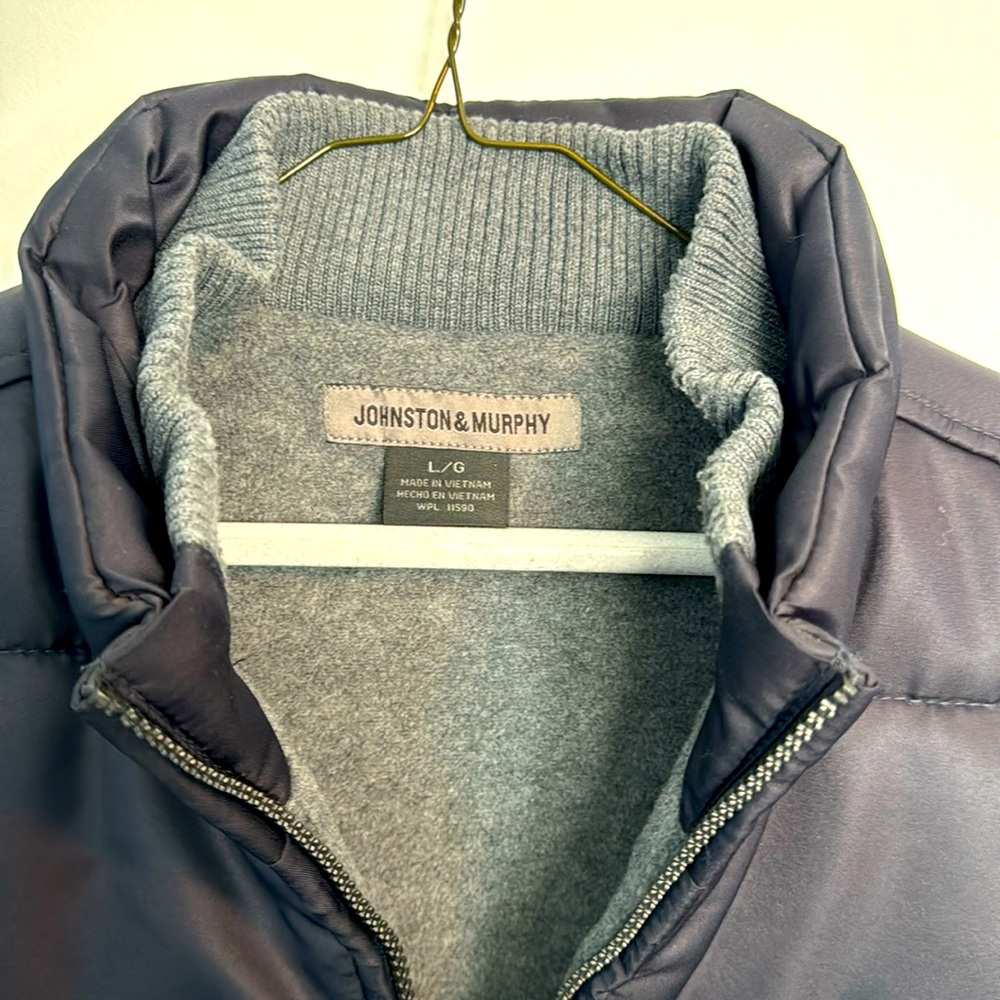 Johnston & Murphy Fleece Lined Puffer Vest Large Black - Picture 2 of 3